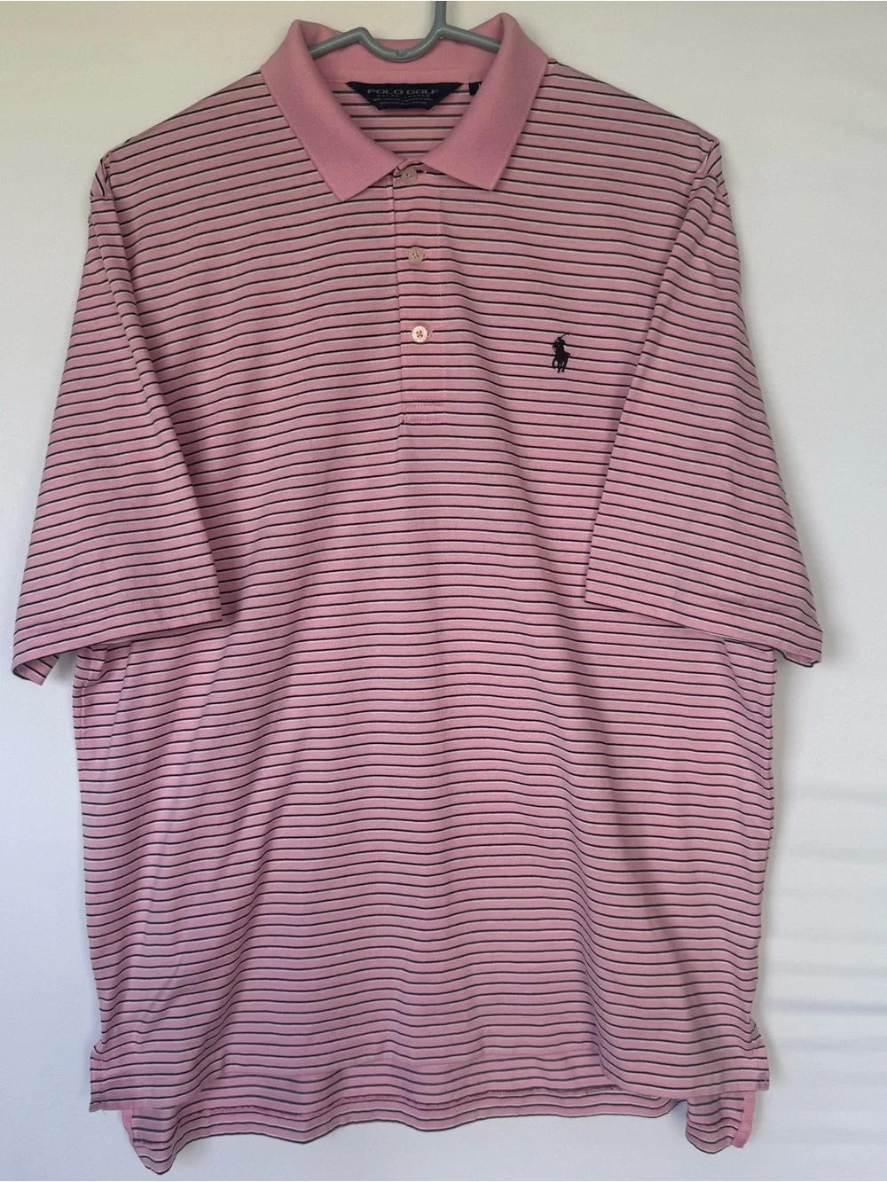 Polo Golf by Ralph Lauren Pima Cotton Pink Micro Black White Stripes Vintage